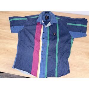 Vintage 90s Chaps Ralph Lauren Size L Colorblock Striped Button Up Shirt